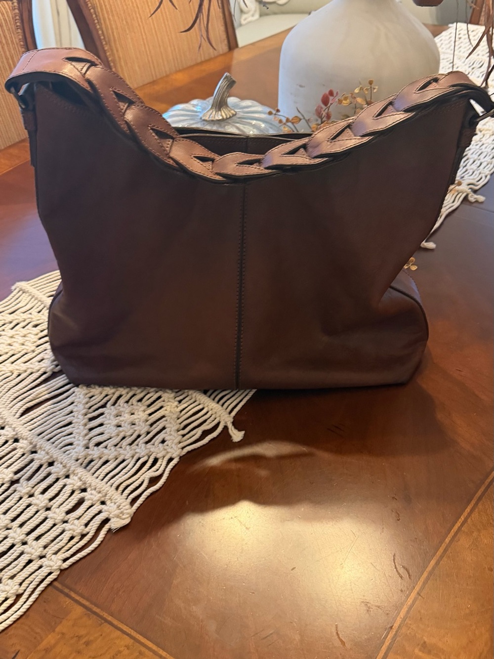 Classic Brown Leather Hobo Bag